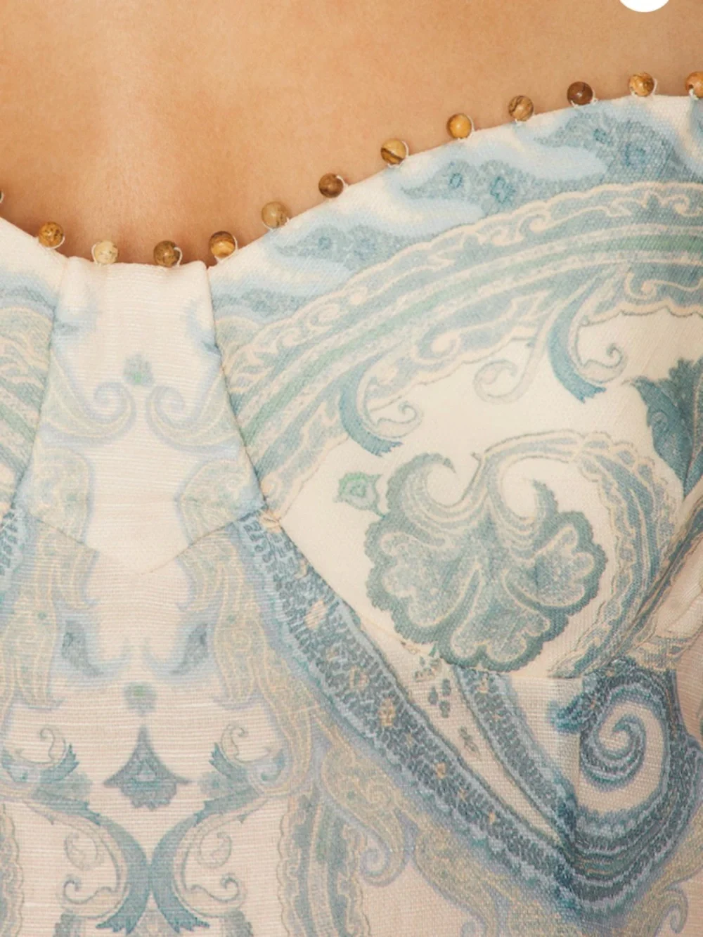 Zimmermann Illuminate Gown Cream and Teal Paisley Spaghetti-Strap Midi Dress - Picture 12 of 16